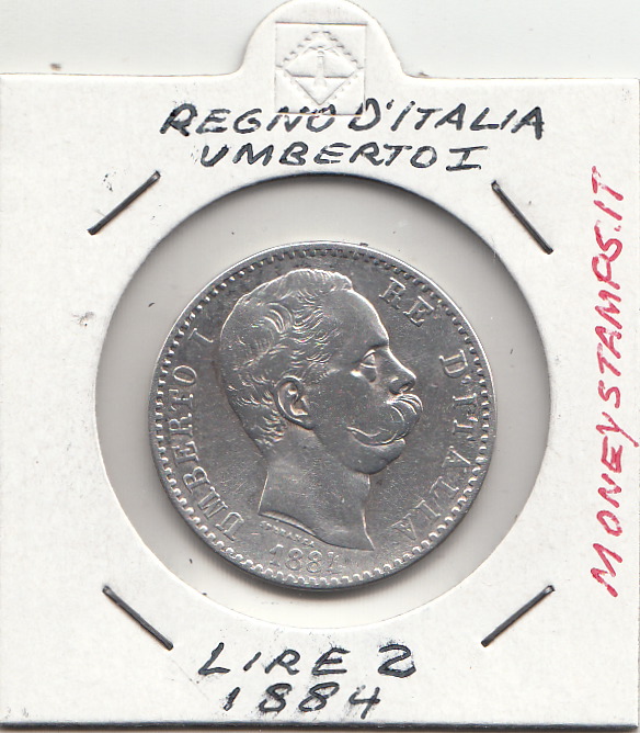 1884 Lire 2 Moneta Discreta Conservazione Sigillato Umberto I