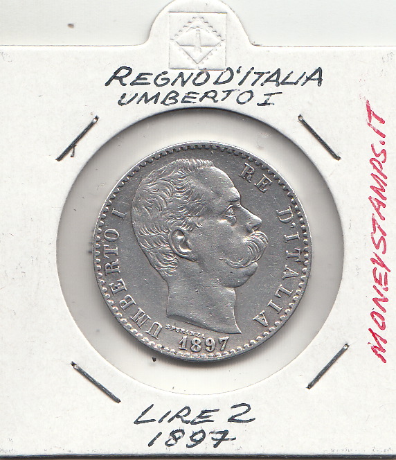 1897 Lire 2 Moneta Sigillata Argento Umberto I