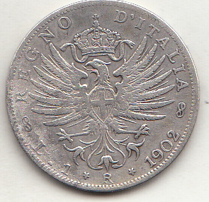 1902 1 Lira  Aquila Sabauda Vittorio Emanuele III Circolata Vedi Foto