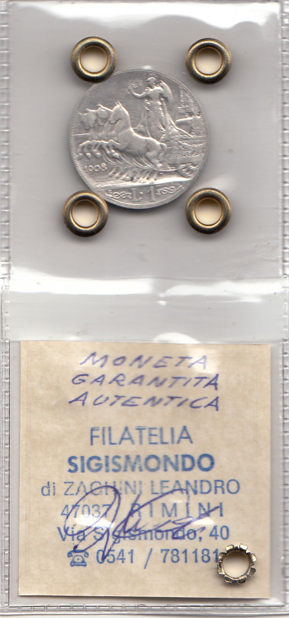 1908 1 Lira  Sigillato Quadriga Veloce Buona Conservazione Rara Vittorio Emanuele III