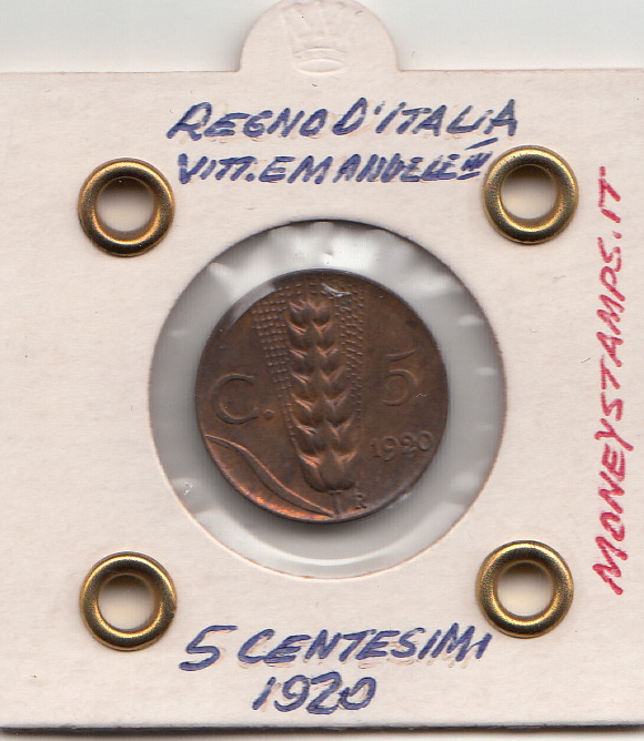 1920 5 Centesimi Circolata Spiga Vittorio Emanuele III Ottima Conservazione