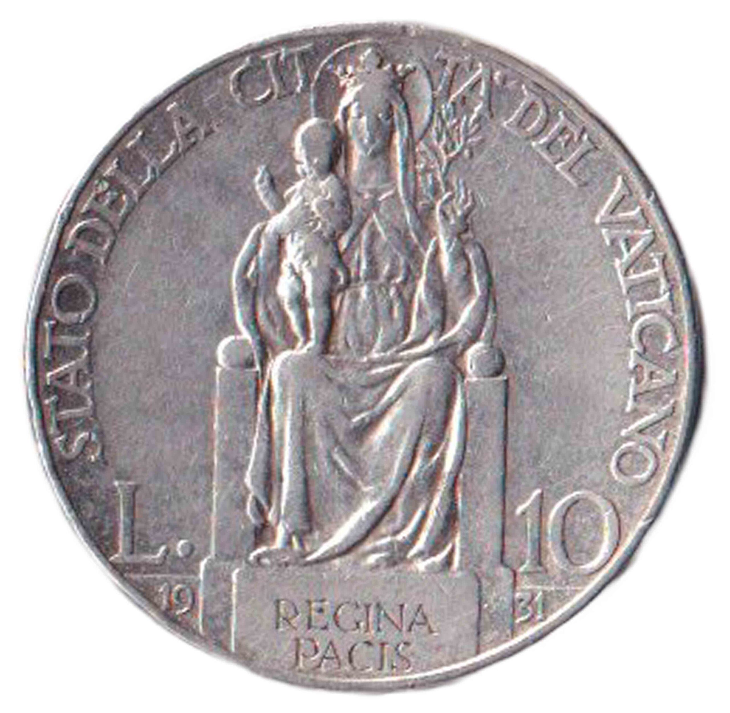 1931 Lire 10 Argento Anno X Argento Pio XI BB