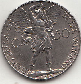 1933-34 50 Centesimi Anno Santo Splendido  Nickel Pio XI