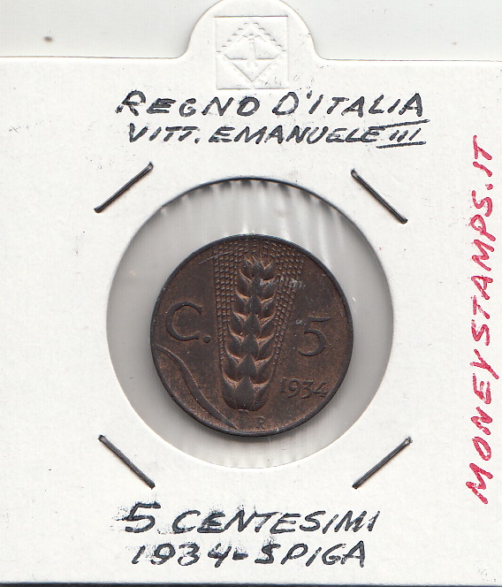 1934 5 Centesimi  Spiga Vittorio Emanuele III