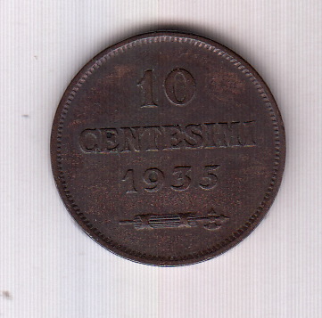 1935 10 Centesimi Rame San Marino