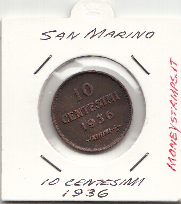 1936 10 Centesimi Rame San Marino