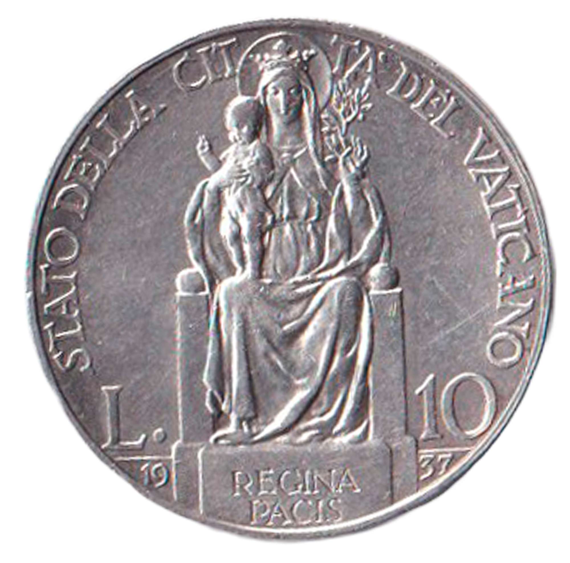 1937 - Vaticano Pio XI Lire 10 Argento Spledida+