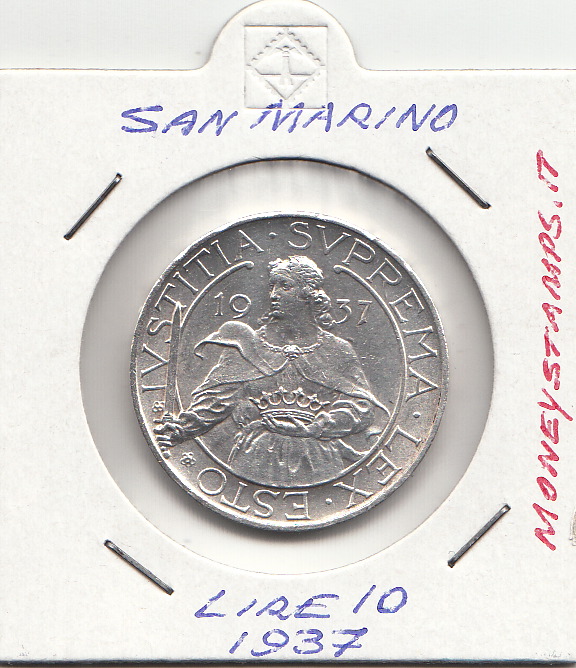 1937 10 Lire Ottima Conservazione San Marino Stupenda