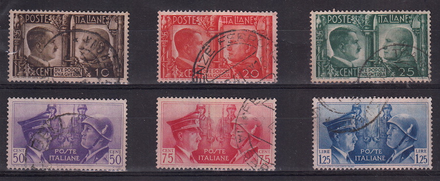 1941 Alleanza Italo tedesca 6 Valori Serie Usata Sassone 452-7 Originale