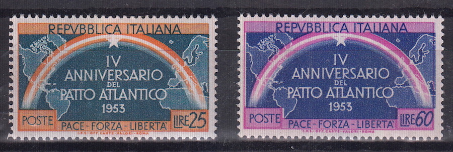 1953 4° Anniversario Patto Atlantico Perfetti  2 Val Sassone 723-4