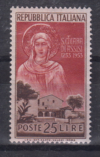 1953 7° Cent. Morte Santa Chiara d'Assisi Perfetto Non linguellato Sassone 719