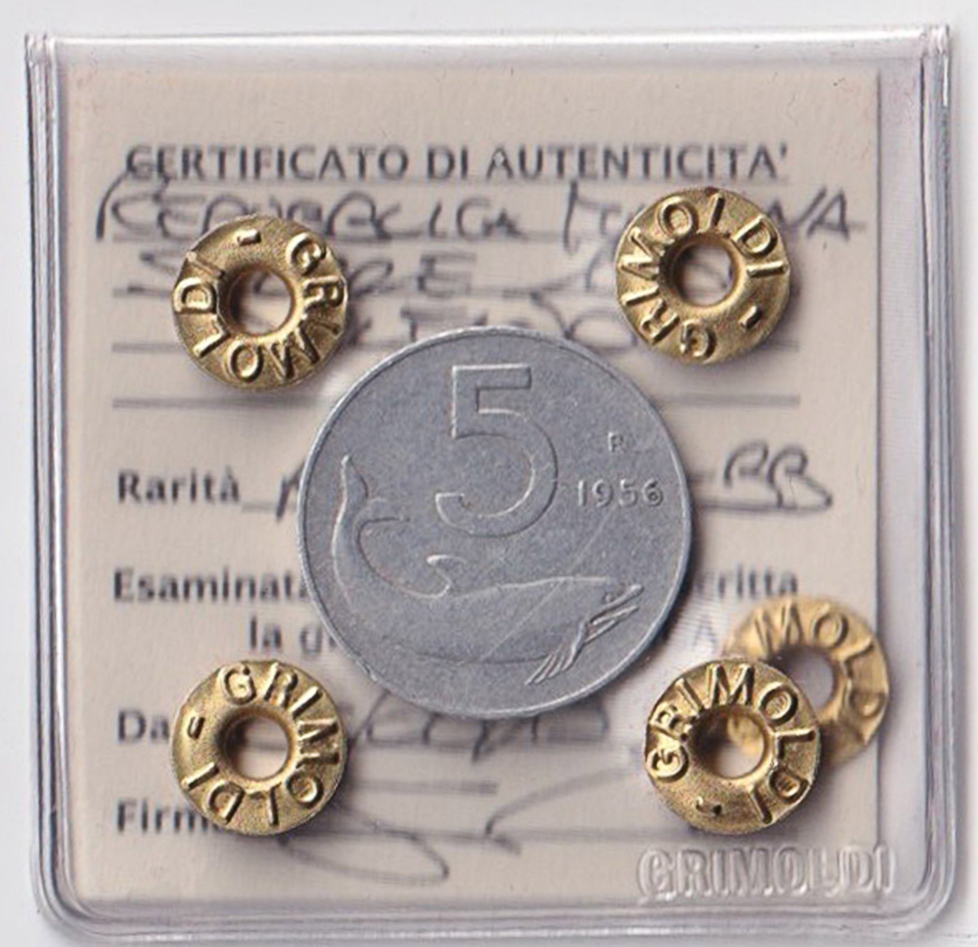 1956 - Lire 5 Delfino Raro Piu' che discreta conservazione Italia BB+ Sigillata