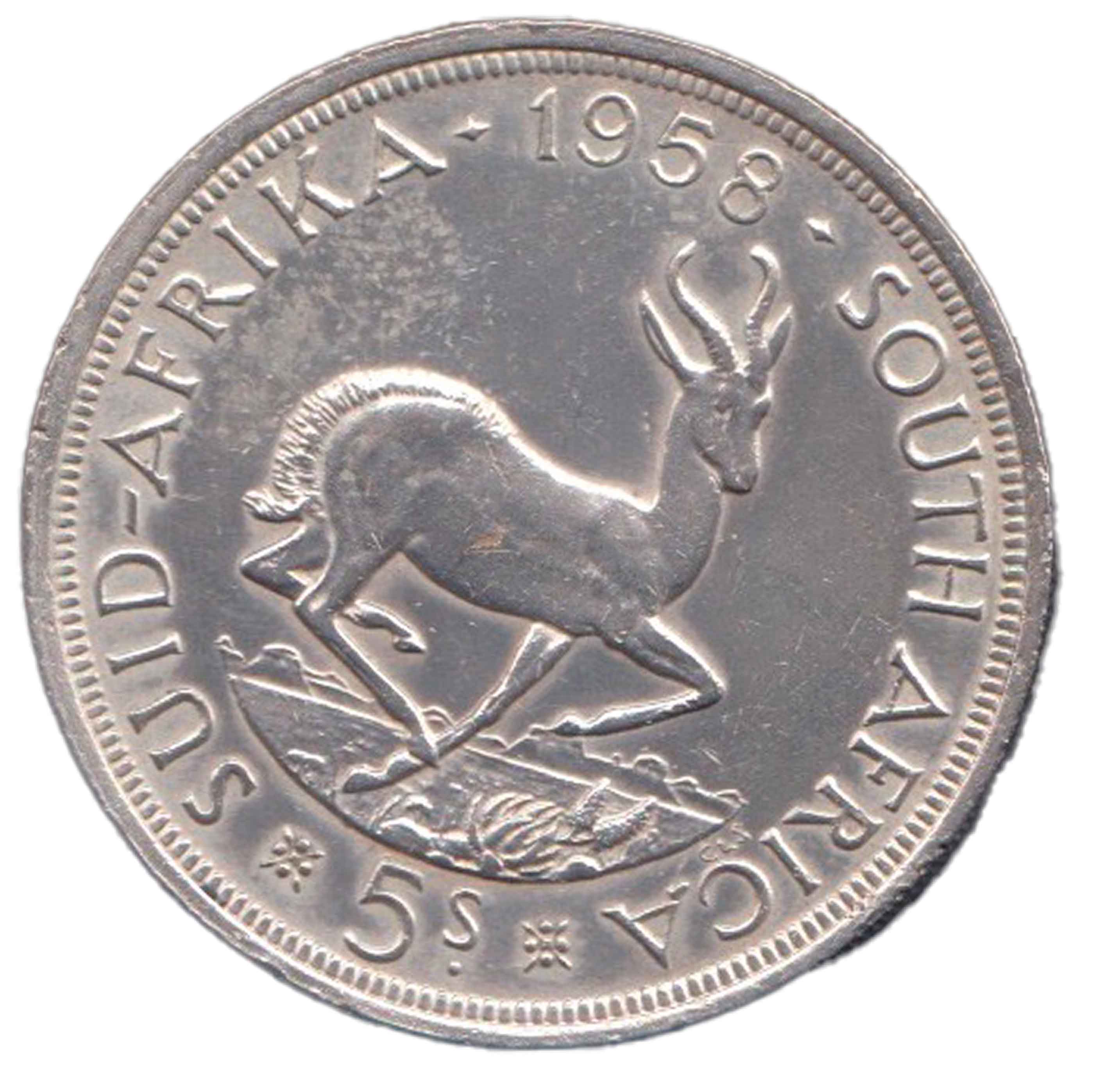 SUD AFRICA 5 Shillings 1958 AG Elisabetta II Spl