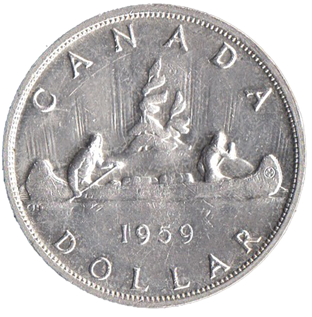 CANADA dollaro in argento Canoa 1959 BB+