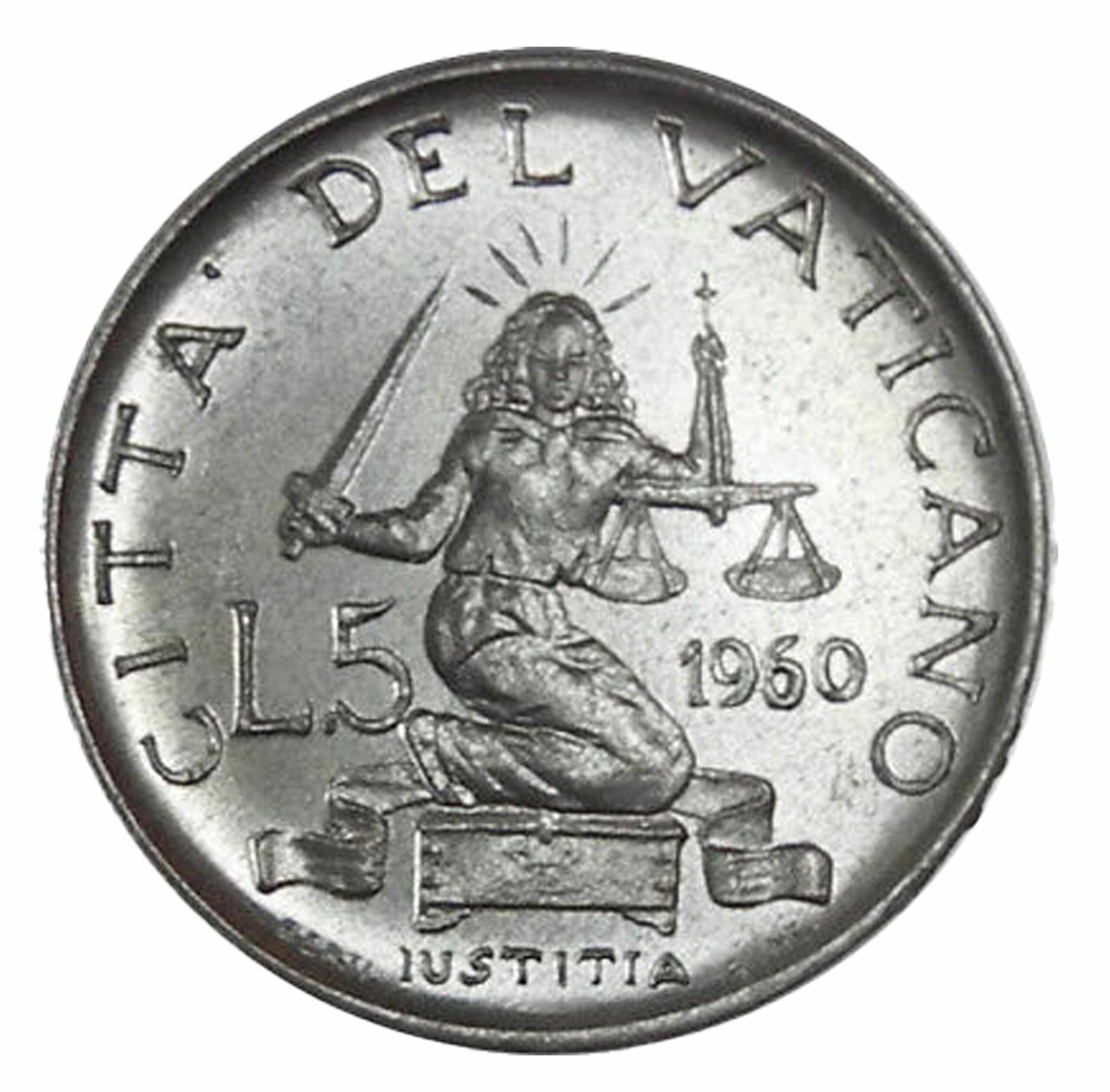 1960 - 5 Lire Vaticano Giovanni XXIII Anno I QFdc