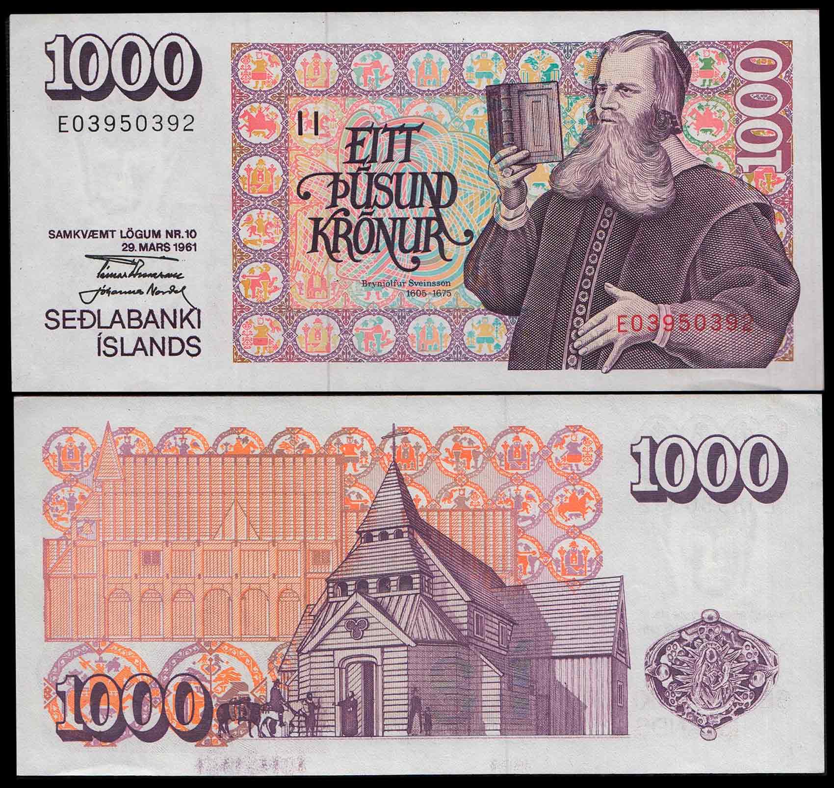 ISLANDA 1000 Kronur 1961 Jón Sigurðsson Quasi Fior di Stampa