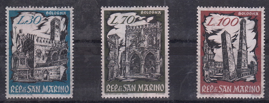 1961 San Marino Mostra Filatelica Bophilex 3 valori nuovi Sassone 569-71