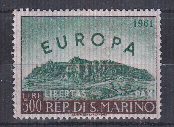 1961 Europa Veduta San Marino 1 Valore Integro Non Linguellato Sassone 568