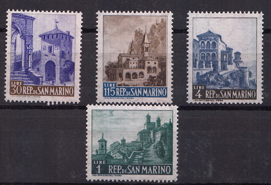 1961 San Marino Vedute 4 valori nuovi Sassone 551-4