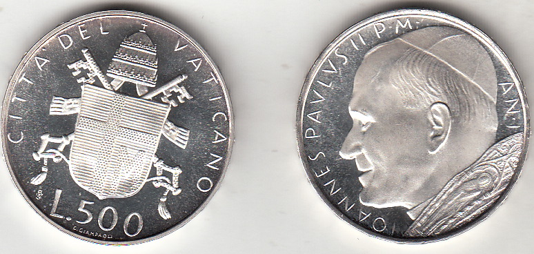 1979 Lire 500 Argento Giovanni Paolo II Anno I