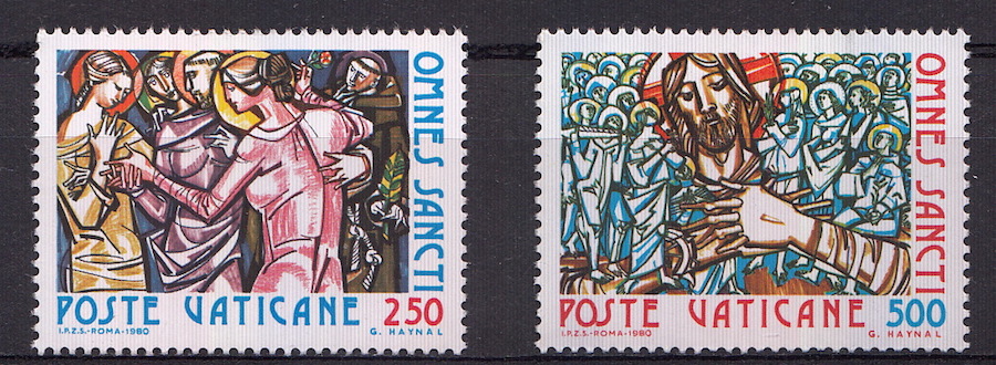 1980 Vaticano Solennità di Ognissanti serie 2 Valori Sassone 662-3