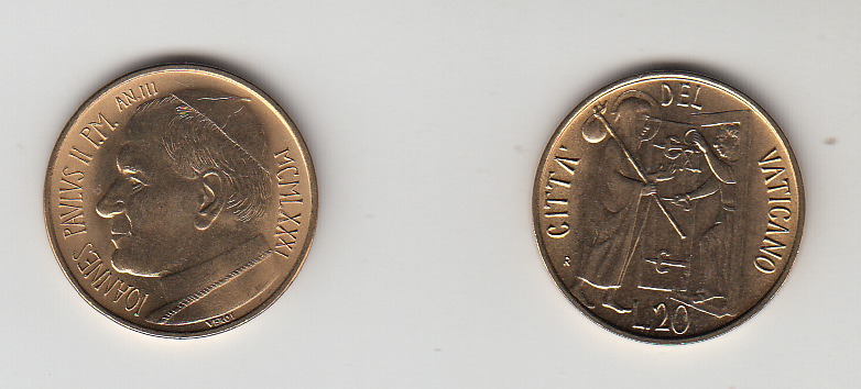 1981 Lire 20 Anno III  Fior di Conio Giovanni Paolo II