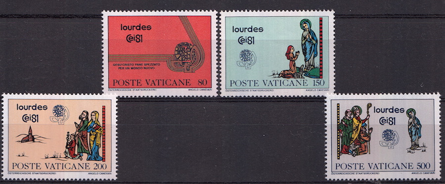 1981 Vaticano 42° Congresso Eucaristico serie 4 Valori Sassone 690-3