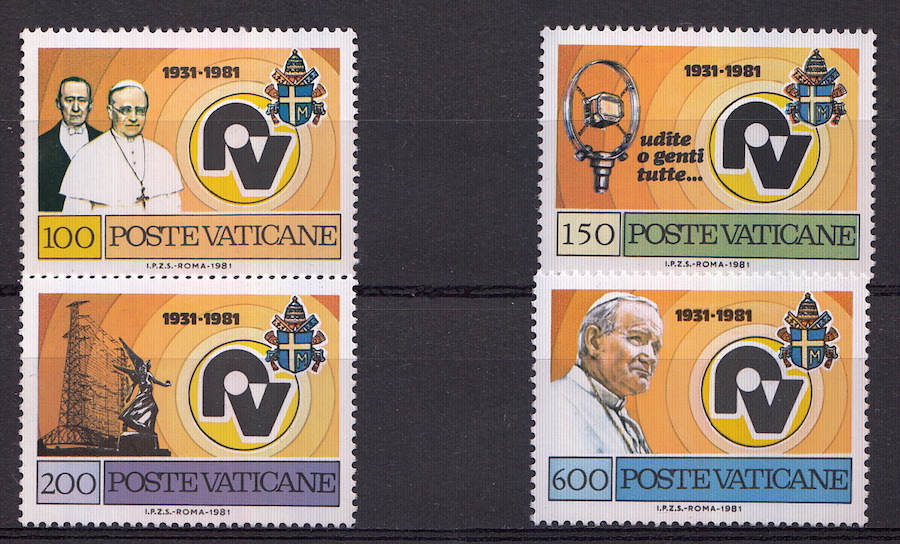 1981 Vaticano 50° Anniversario Radio vaticana serie 4 Valori Sassone 684-7