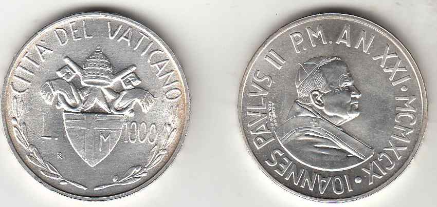 1982 Lire 1000 Argento Giovanni Paolo II