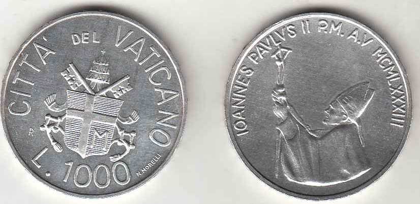 1983 Lire 1000 Argento Giovanni Paolo II