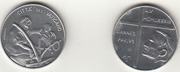 1983  Lire 10 Anno V Fior di Conio Giovanni Paolo II