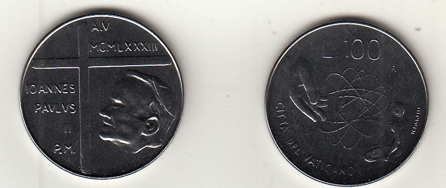 1983  Lire 100 Anno V Fior di Conio Giovanni Paolo II