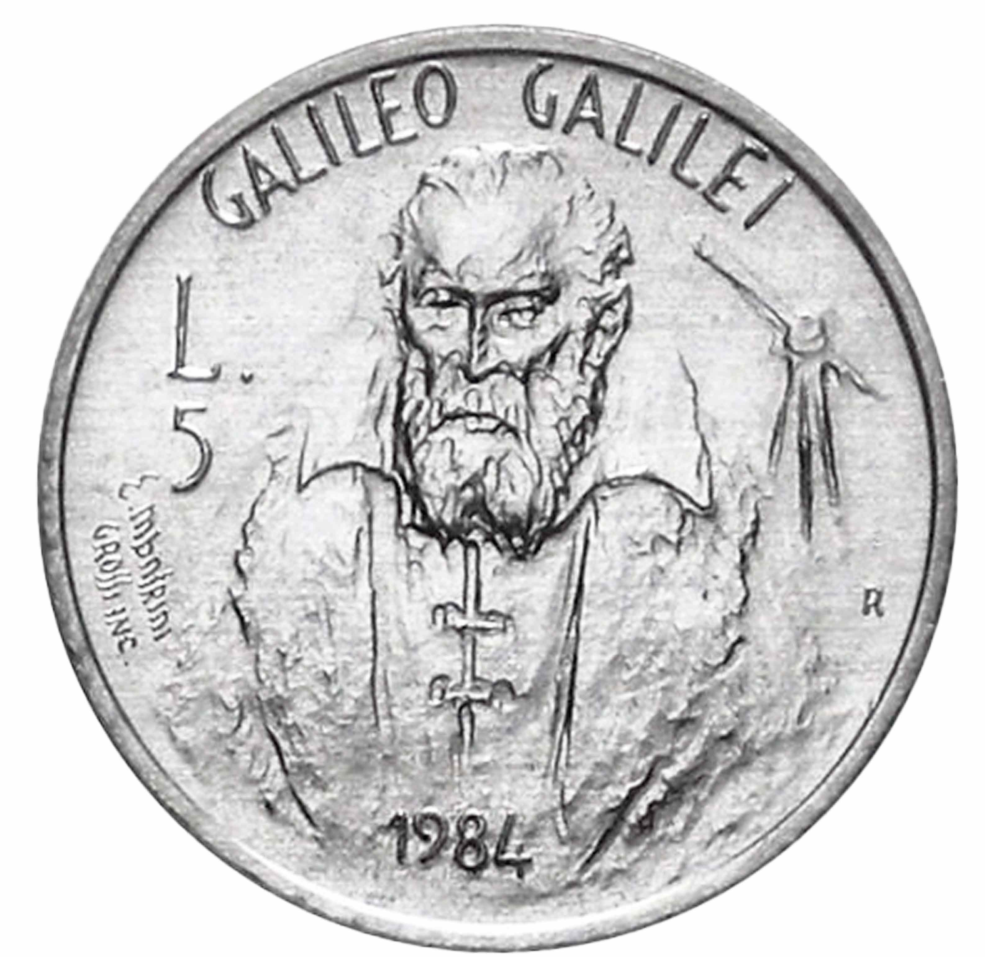 1984 5 Lire Italma Galileo Galilei  Fior Di Conio San Marino