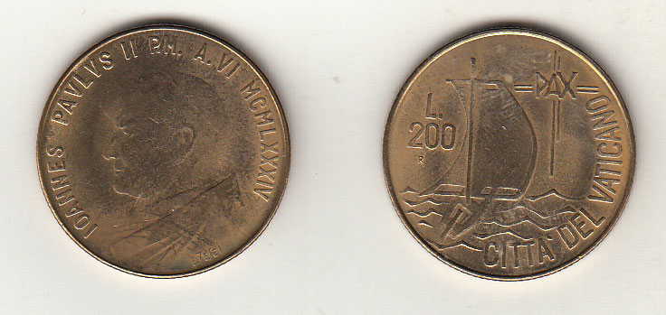 1984 Lire 200 Anno VI Fior di Conio Giovanni Paolo II