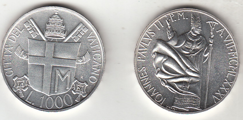 1985 Lire 1000 Argento Giovanni Paolo II Fdc