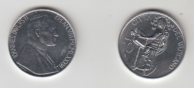 1986  Lire 10 Anno VIIi Fior di Conio Giovanni Paolo II