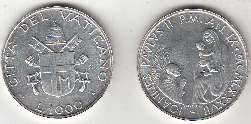 1987 Lire 1000 Argento Giovanni Paolo II