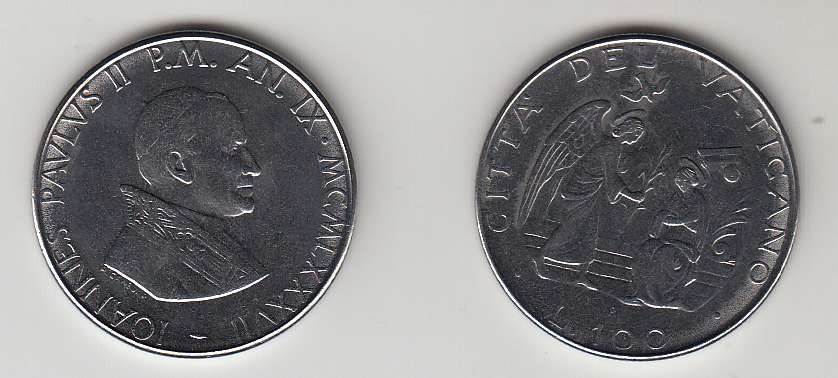 1987  Lire 100 Anno IX Fior di Conio Giovanni Paolo II