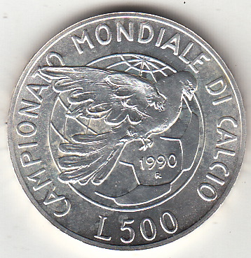 1990 - Lire 500 Mondiali Calcio 1990  Moneta di Zecca Italia