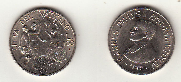 1994 Lire 100 Anno XVI Fior di Conio Giovanni Paolo II