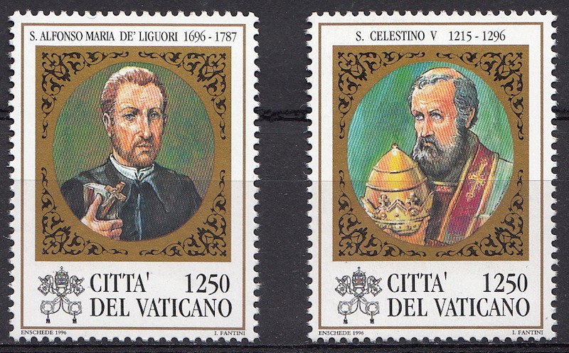 1996 Vaticano San Celestino Alfonso Maria de Liguori 2 Valori Sassone 1057-8