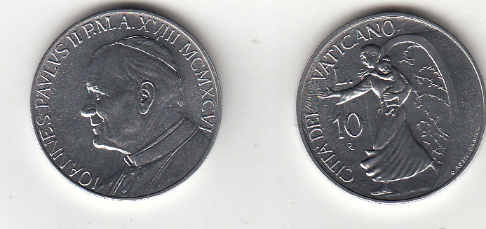 1996  Lire 10 Anno XVIII Fior di Conio Giovanni Paolo II