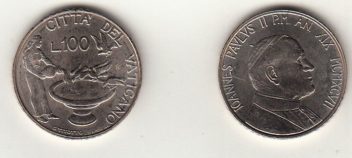 1997 Lire 100 Anno XIX Fior di Conio Giovanni Paolo II