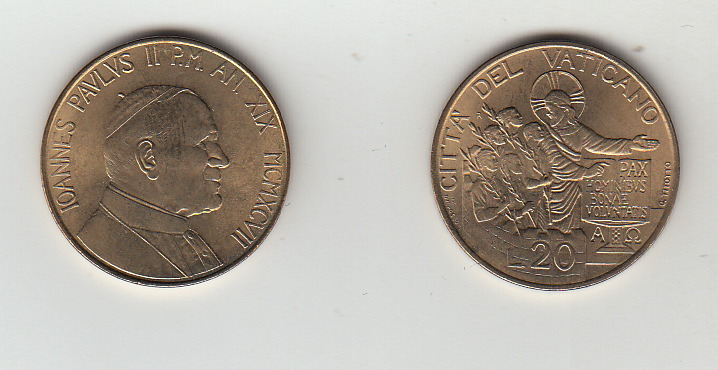 1997 Lire 20 Anno XIX Fior di Conio Giovanni Paolo II