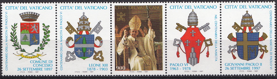 1997 Vaticano Centenario Nascita Papa Paolo VI 1 Valore Sassone 1093