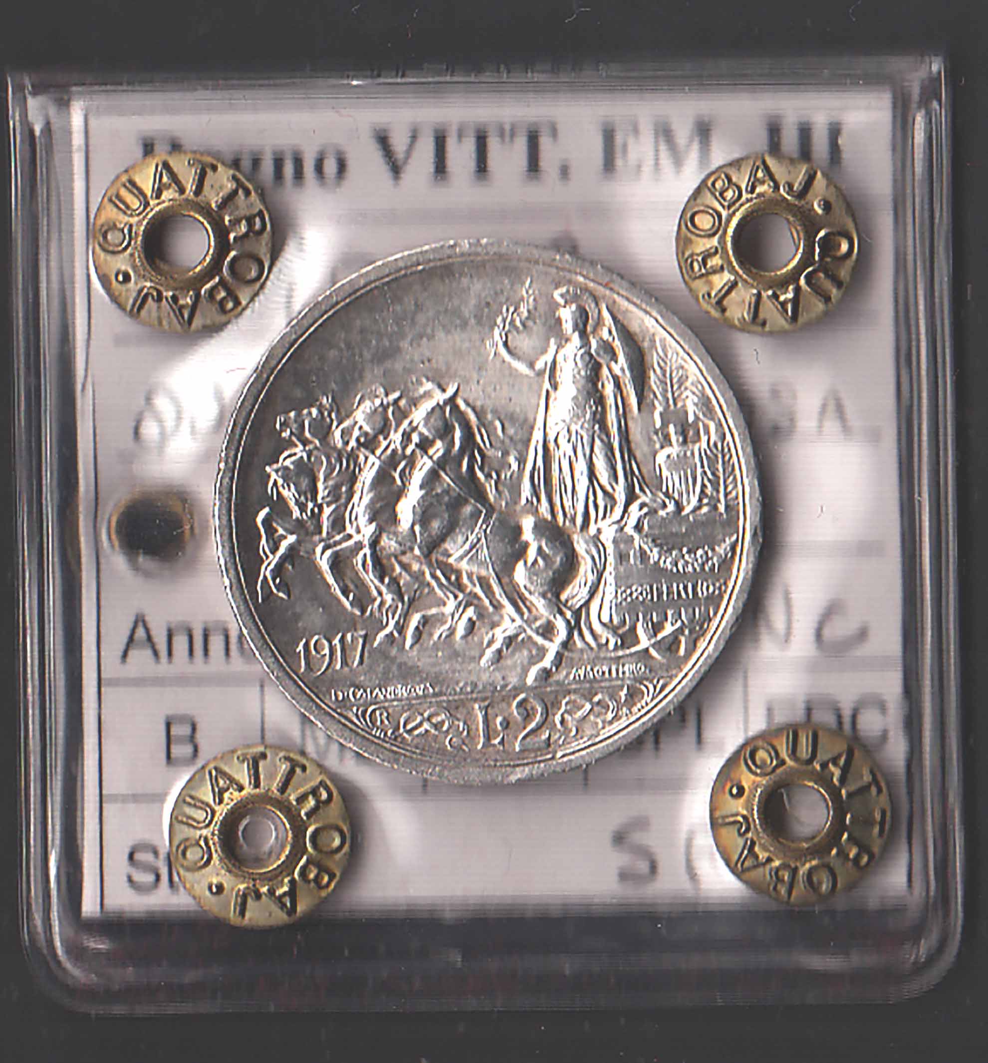 1917 - Lire 2 Quadriga briosa Vittorio Emanuele III Spl+ Sigillata da Perito