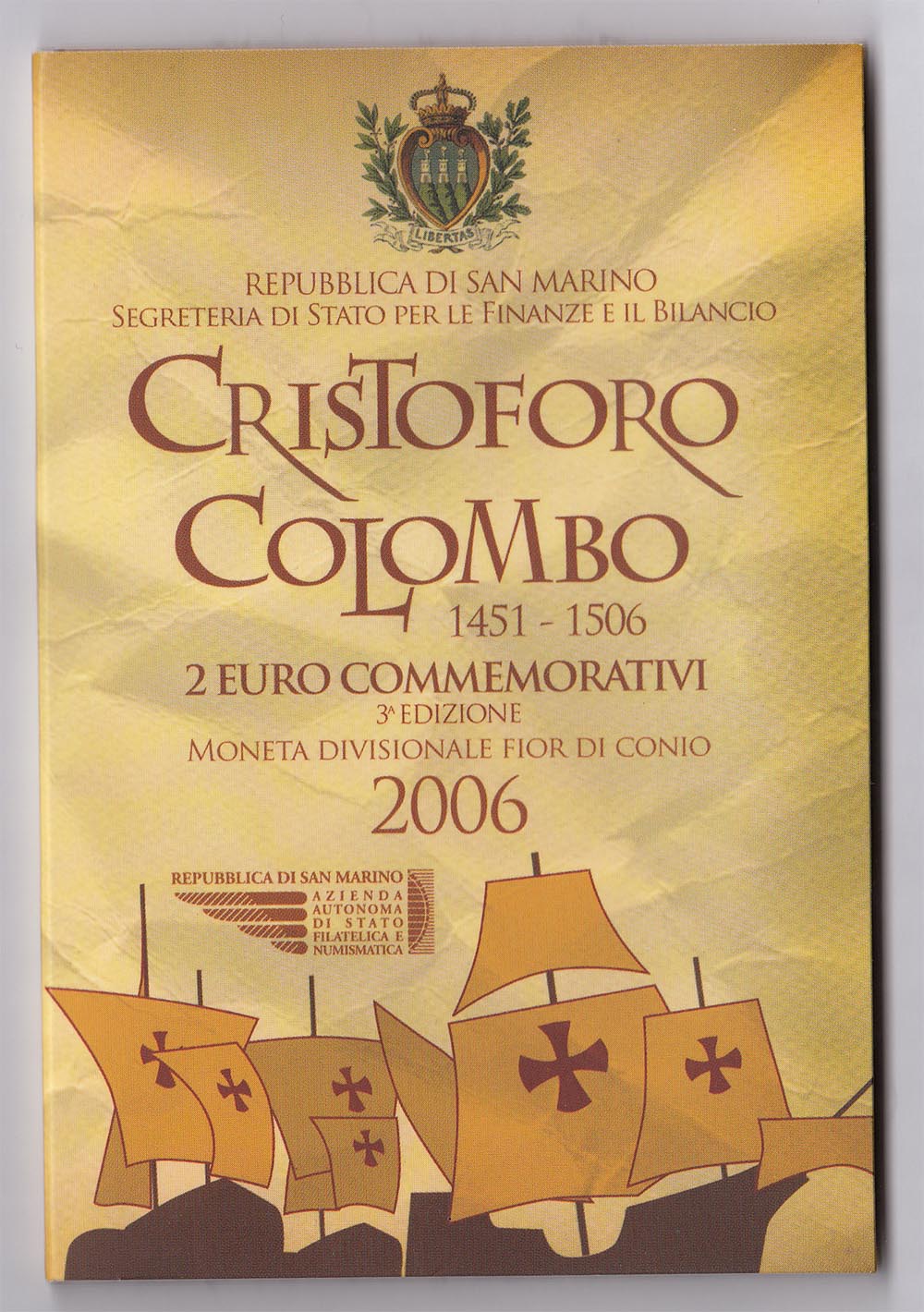2006 - Cristoforo Colombo 2 € in Folder San Marino