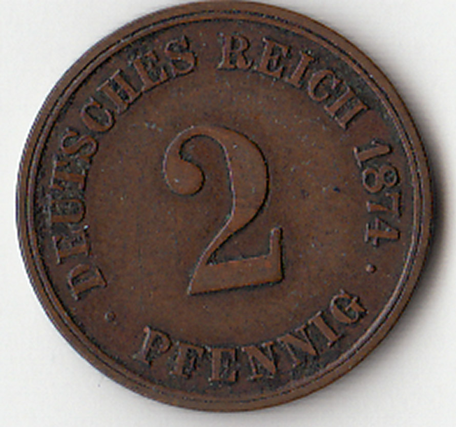 GERMANIA  2 Pfennig 1874 Zecca G