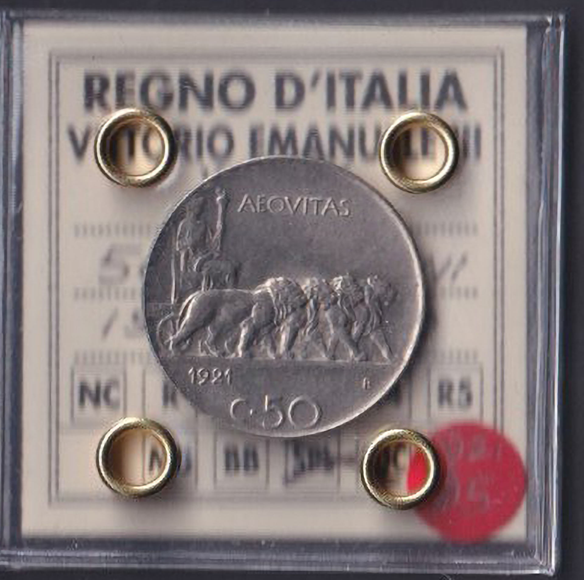 1921 50 Centesimi Leoni Contorno Liscio RARA Spl/Fdc Vittorio Emanuele III