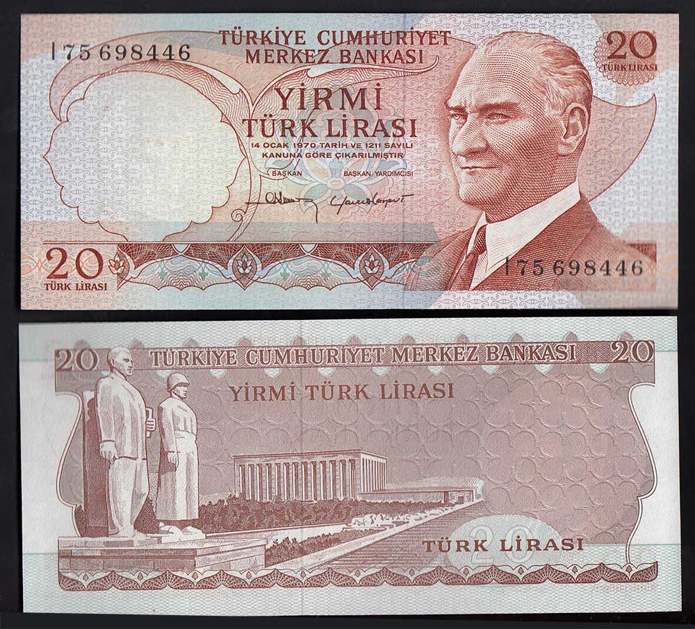 TURCHIA 20 Lira 1966  "Kemal Atatürk" Fior di Stampa